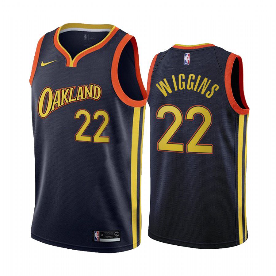 Men Golden State Warriors #22 andrew wiggins navy city edition oakland 2020 nba jersey->toronto raptors->NBA Jersey